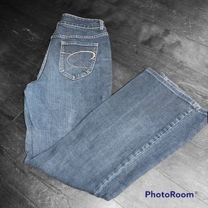 Chicos Platinum Jeans Charm Size 1 (8) Reg Boot Leg Medium Blue Wash.
